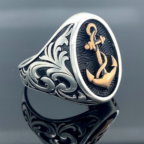 Silver Anchor Ring Handmade Sailor Ring Solid Anchor Ring