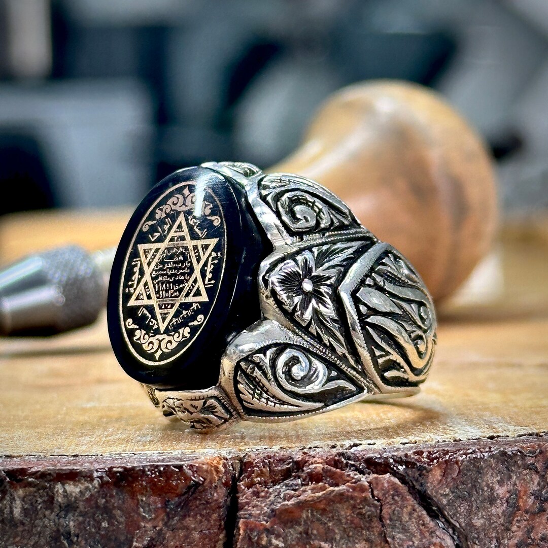 Silver Seal of Solomon Ring , Handmade Men Ring, Star of David