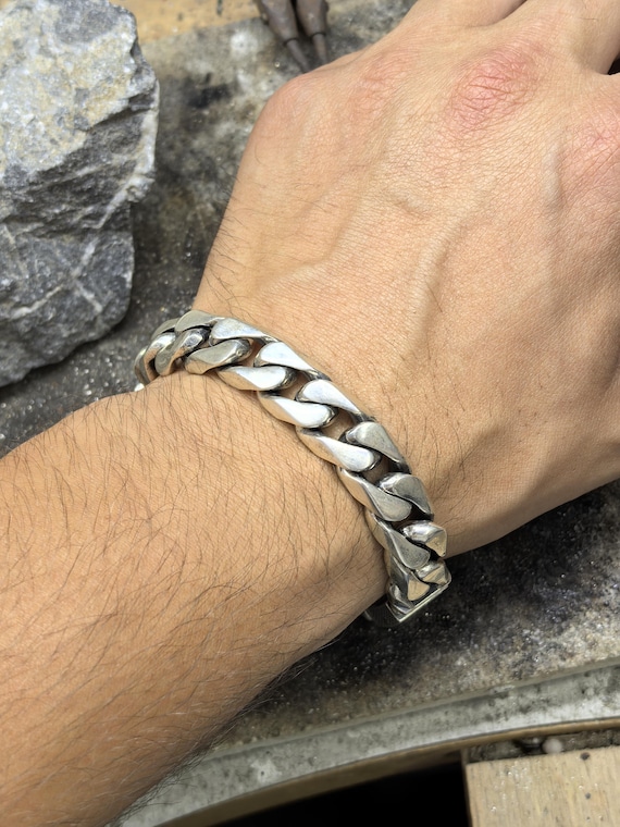 イタリア ヴィンテージ シルバー ID フィガロ ブレスレットITALY 925