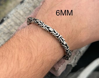 シルバーキングチェーンブレスレット、ビザンチンチェーンブレスレット