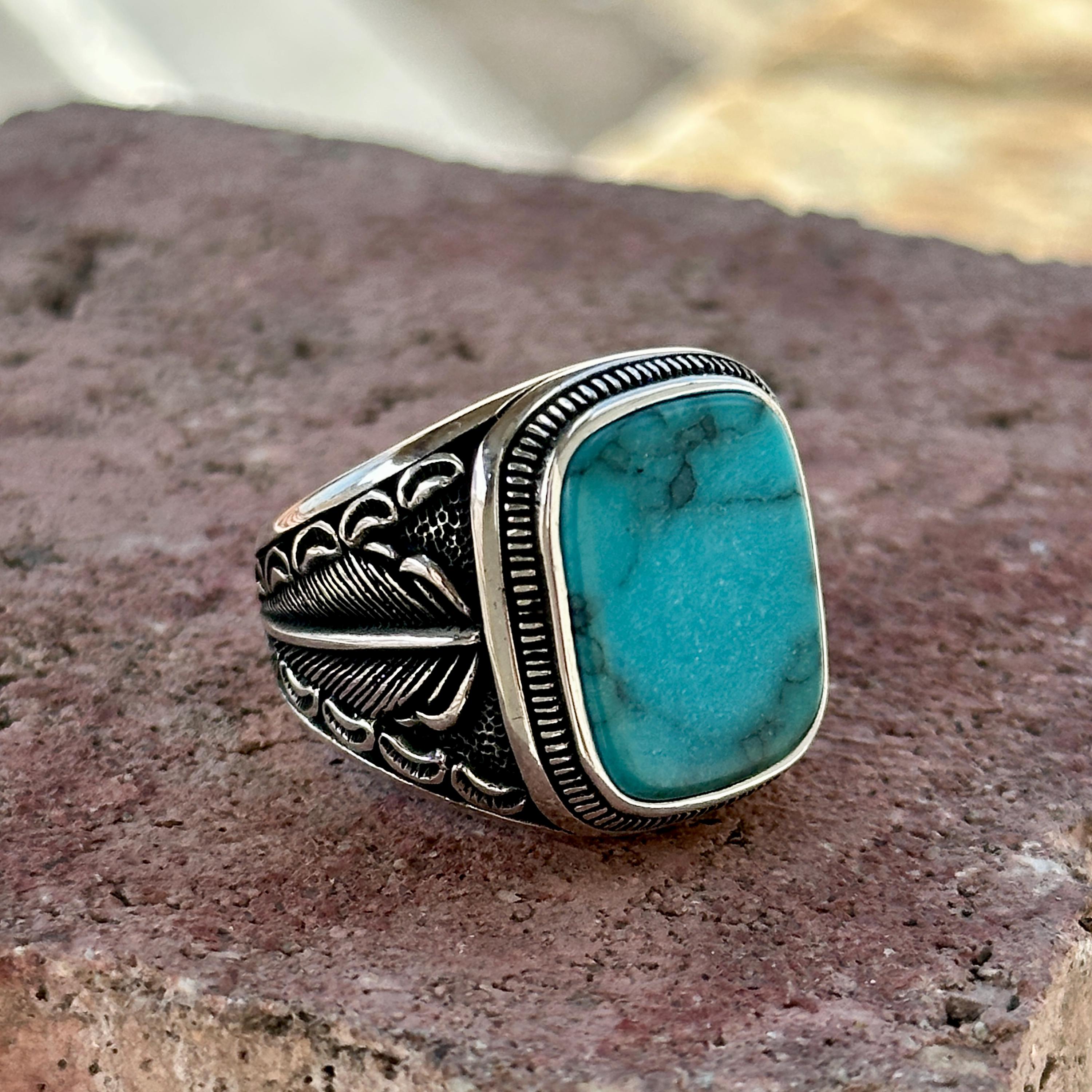 925 Sterling Silver Turquoise Ring, Men Turquoise Ring , Handcrafted ...