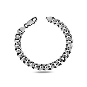 Cuban Curb Chain , Silver Oxızed Italian Chain , Silver Cuban Link , Oxide Silver Bracelet , 925k Sterling Silver Bracelet , Gift For Him