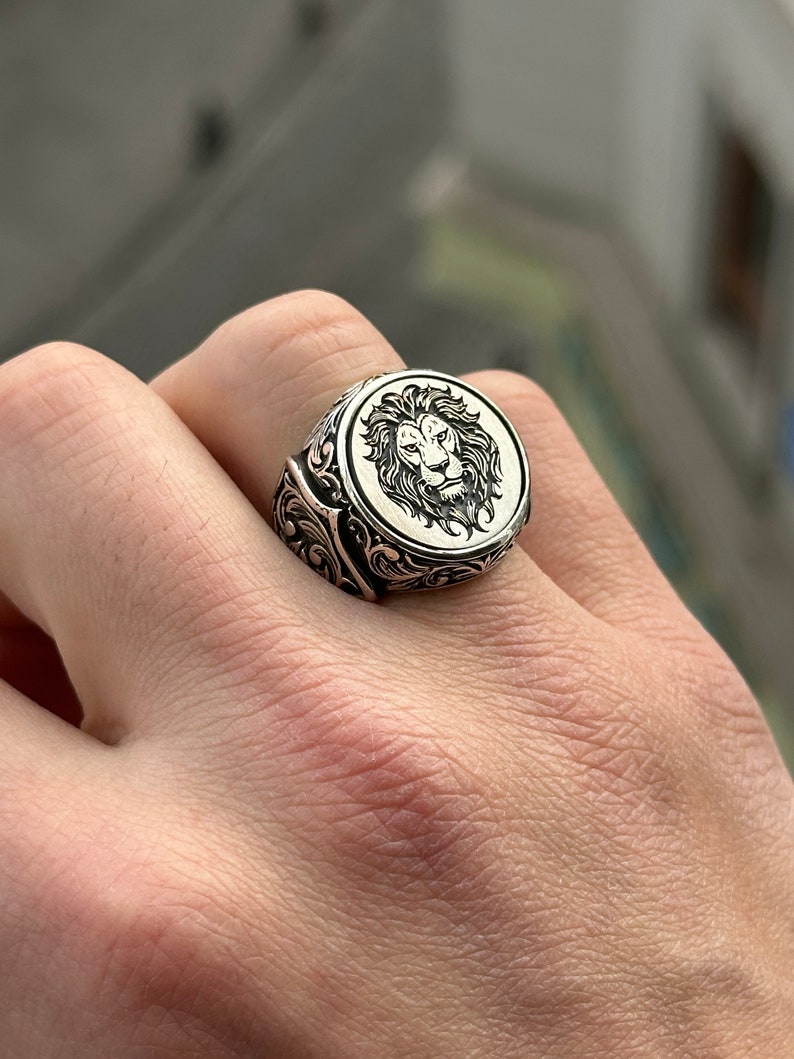 Lion Head Signet Ring , African and Zodiac Ring , Leo Signet Ring ...