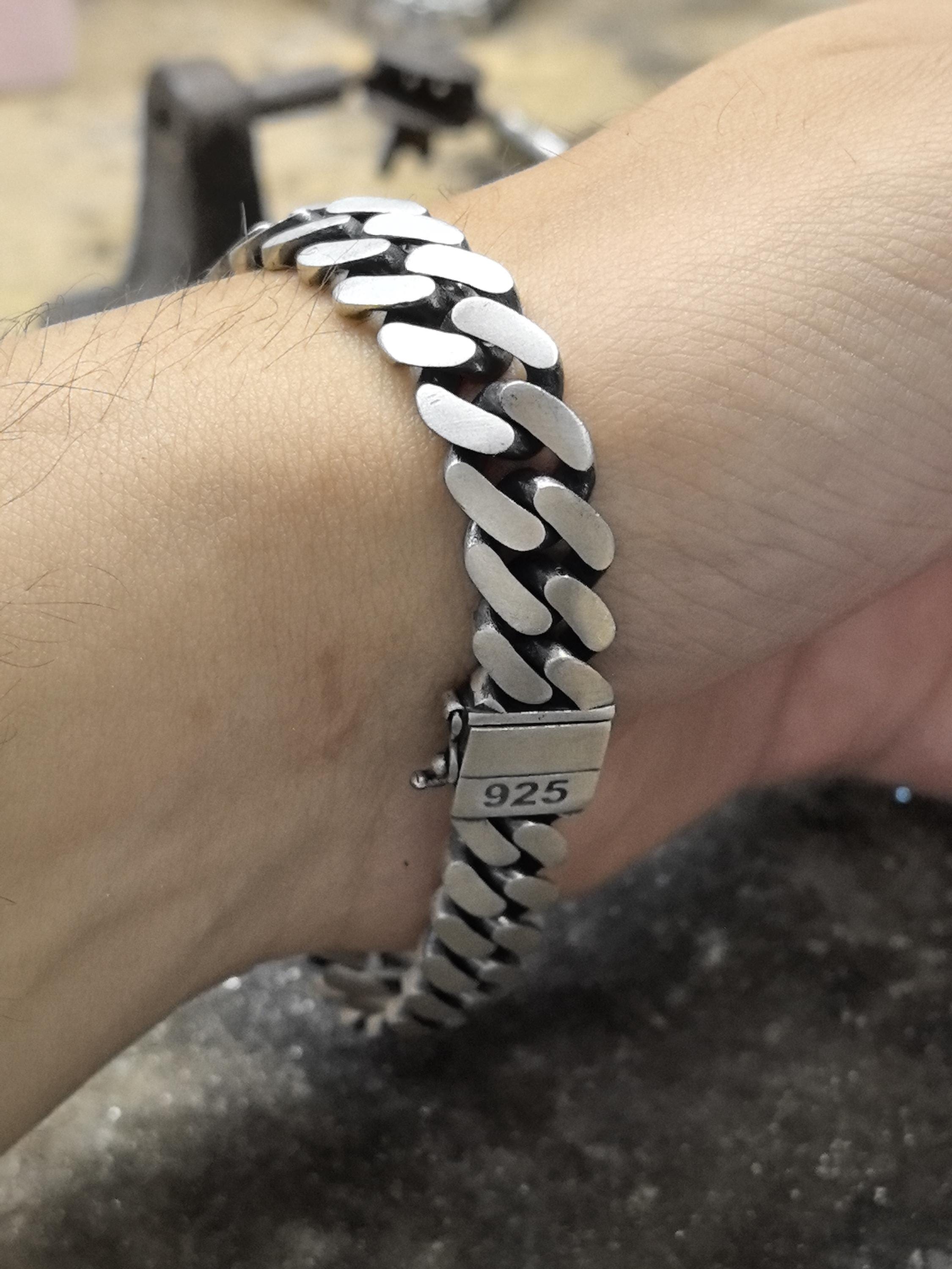 Silver Curb Chain Bracelet, Men Chain Bracelet, Heavy Chain Silver Curb Chain Bracelet, Men Chain Bracelet, Heavy Chain