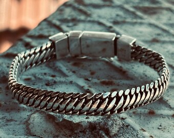 Solid 925 Sterling Silver Handmade Chain Bracelet , Cuban