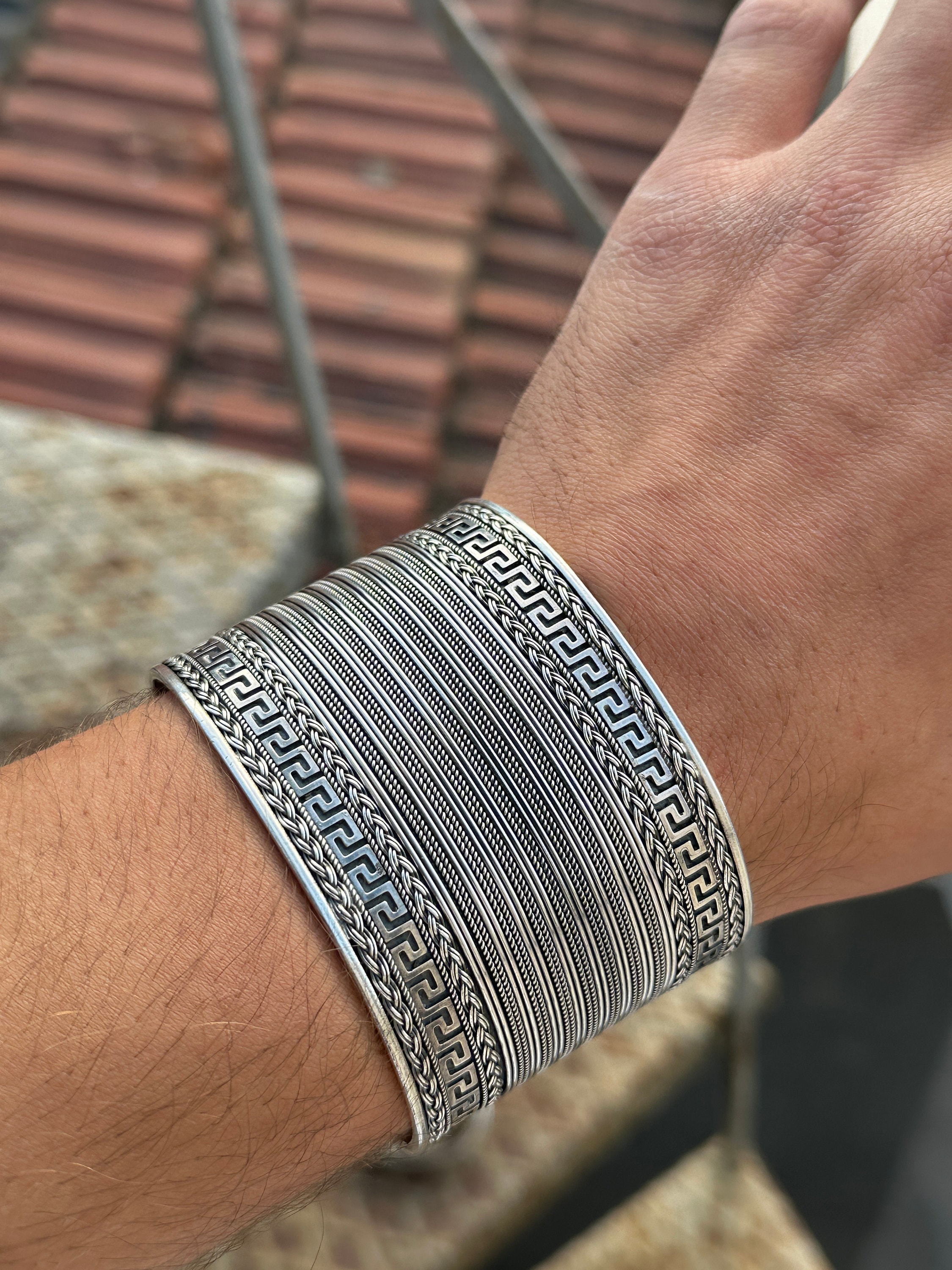 Silver Thick Cuff Bracelet , Silver Cuff Bracelet 50mm
