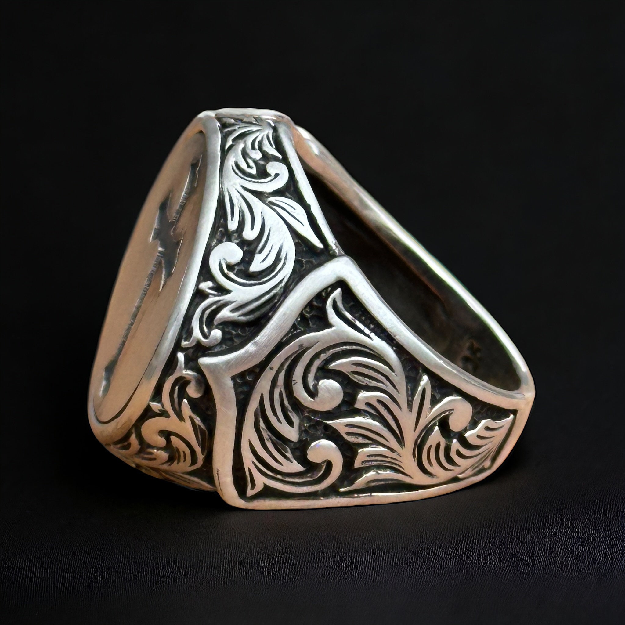 Christian Men Ring, Silver Cross Ring, Religious Rings, Engraved Silver ...