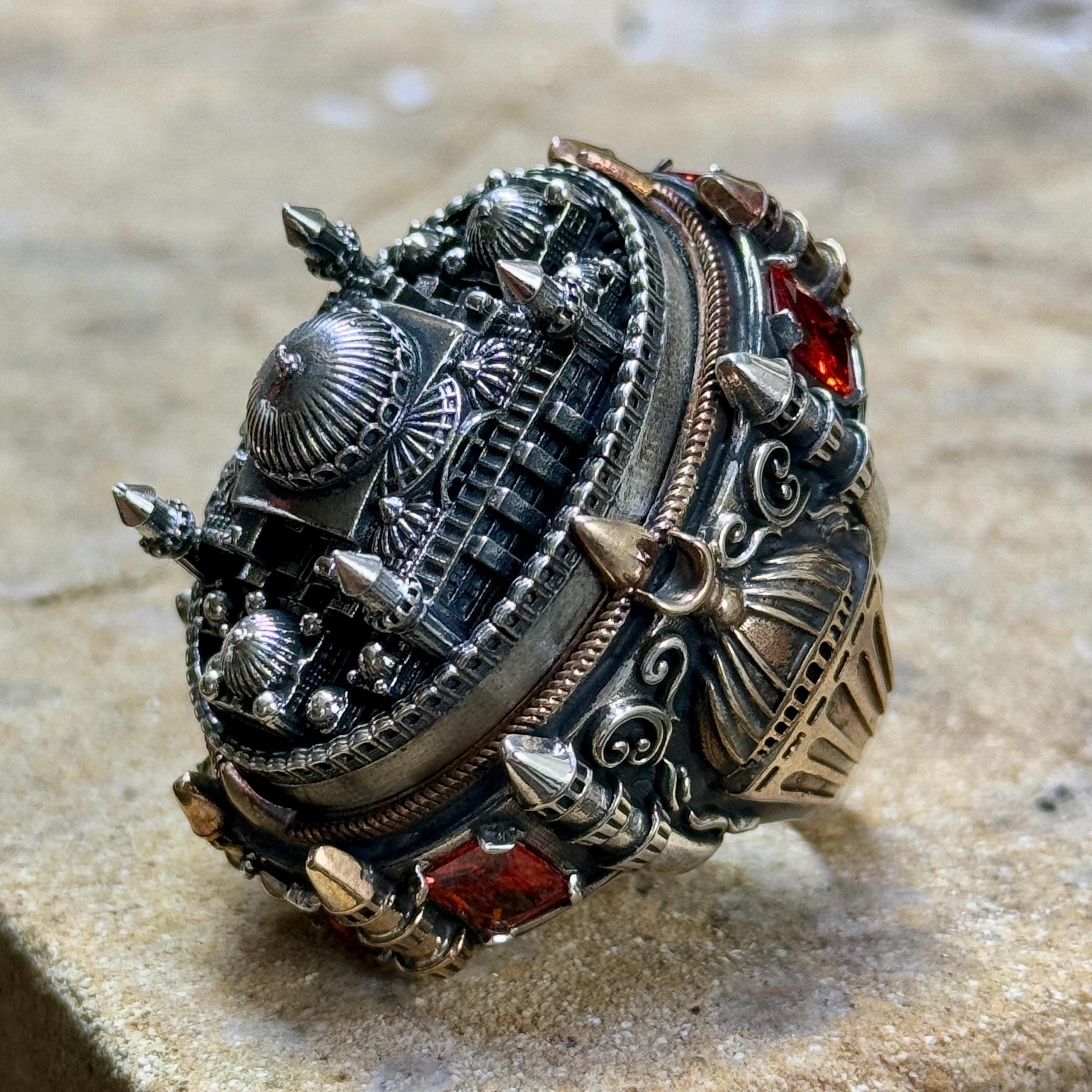 Handmade Hagia Sophia Mosque Ring, Ottoman Style Men Large Ring