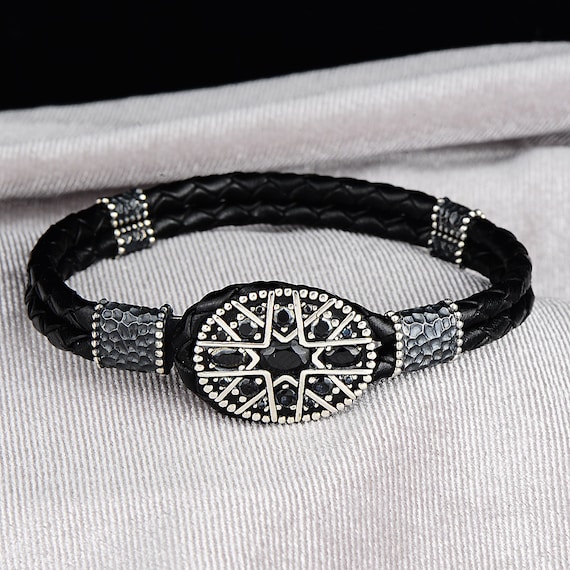 SILVER&Leather メンズブレス Hand Mede Amazon.com: Homxi Bracelets for Men Silver,Stainless Steel