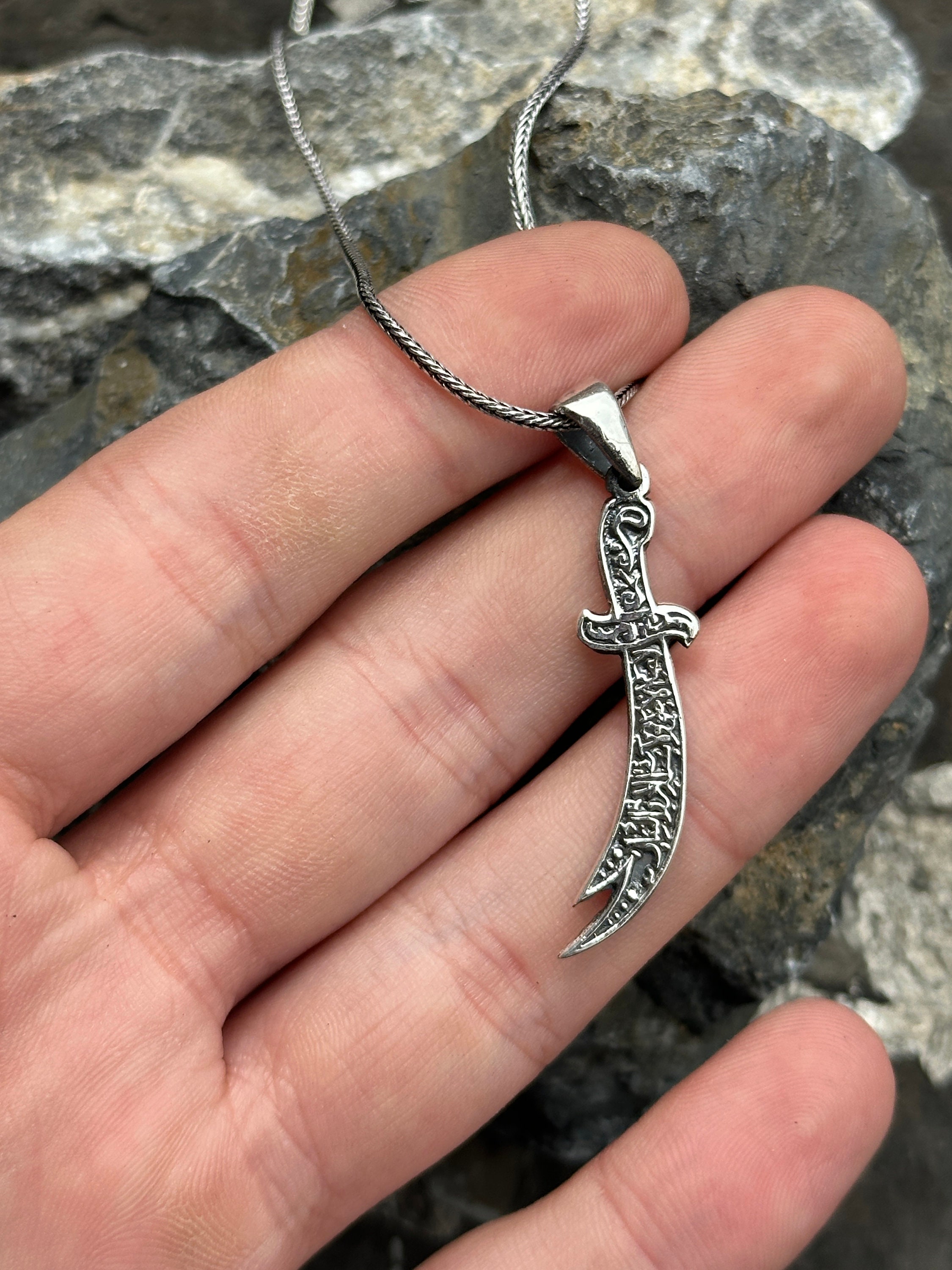 Silver Zulfiqar Necklace , Minimal Sword Necklace, Hz. Ali