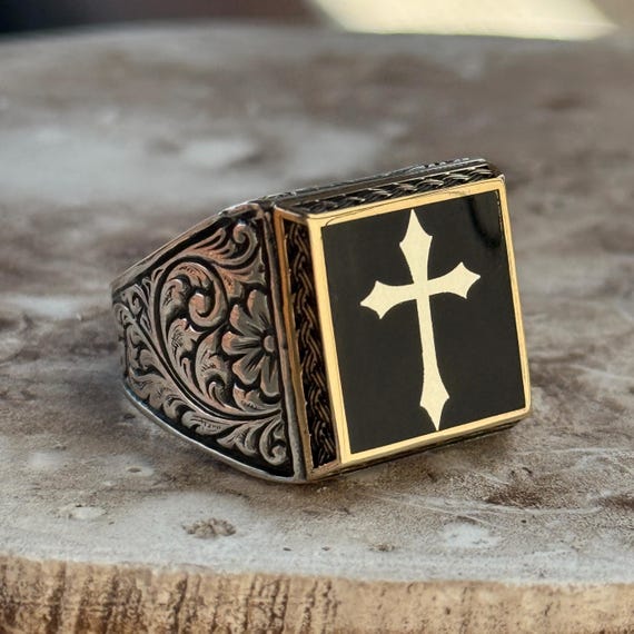 Buy Silver Engraved Cross Ring, Crucifix Signet Rings, Religious
