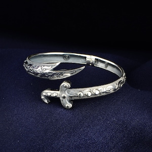 Silver Zulfiqar Sword Bracelet , Double Sword Bracelet , Handmade Adjustable Sword Bracelet , Warrior Bracelet , 925k  Silver Bracelet