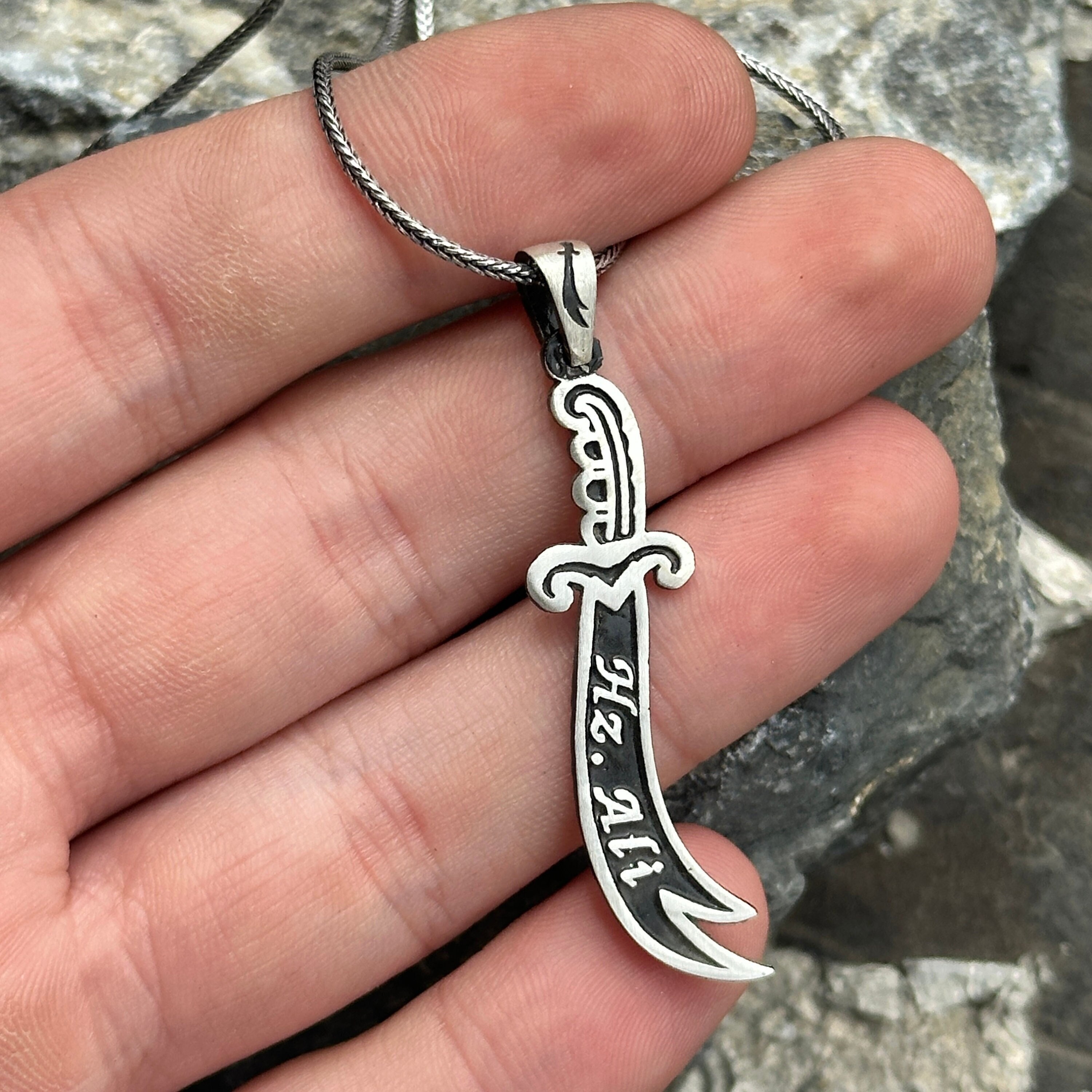 Silver Hz. Ali Zulfiqar Necklace , Minimal Sword Pendant ,925