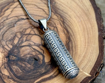 Sterling Silver Prayer Box Pendant, Silver Locket Pendant, Perfume Oil Bottle Necklace , Silver Box Necklace, 925k Sterling Silver