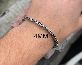 925 スターリングシルバー ビザンチンブレスレット、ラウンド バリ