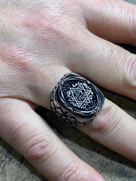 男性用ソロモンの印章リング、シルバーソロモン印章リング、キング