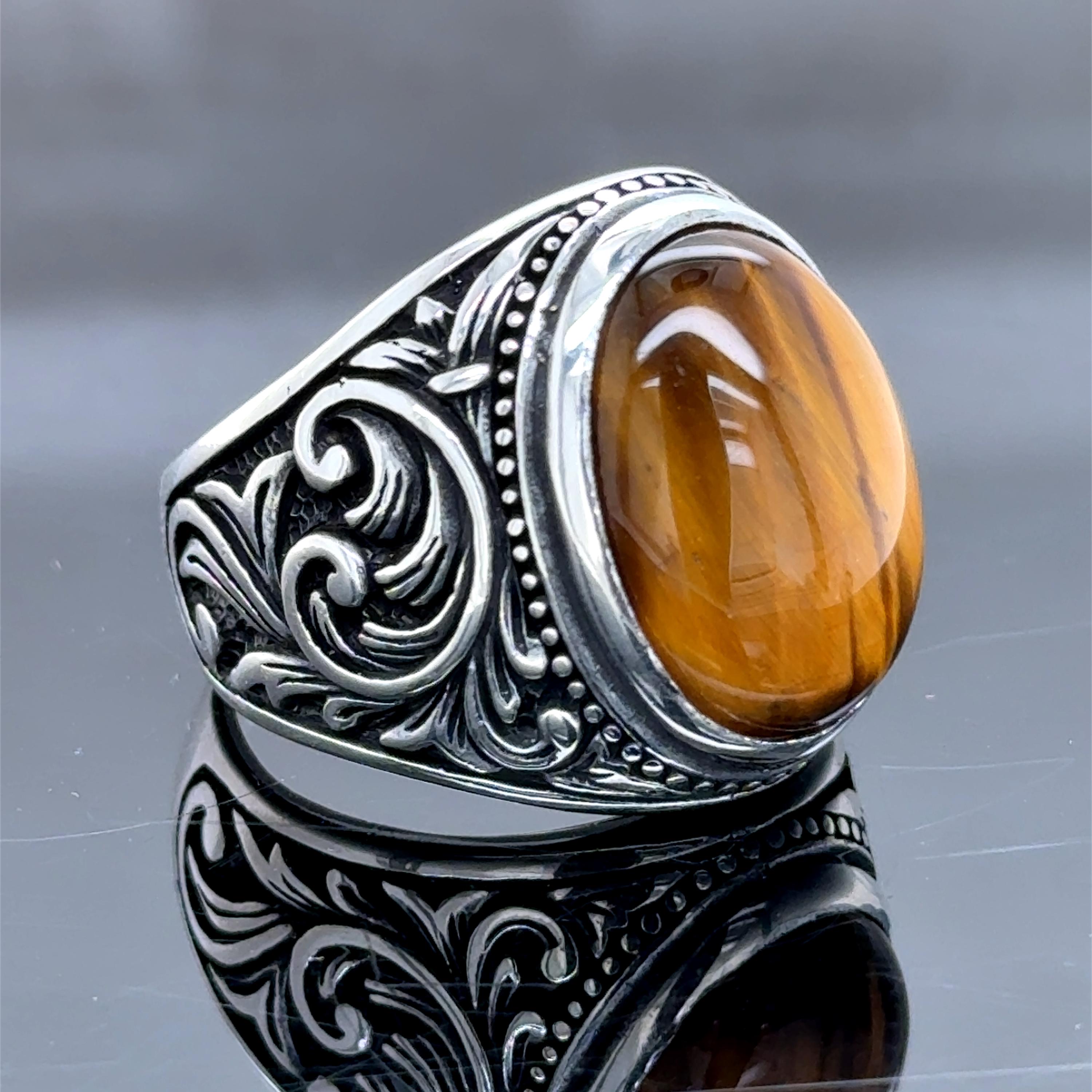 VINTAGE ヴィンテージ ボールド タイガーアイシグネット リング 指輪 VINTAGE ヴィンテージ ボールド タイガーアイシグネット リング 指輪