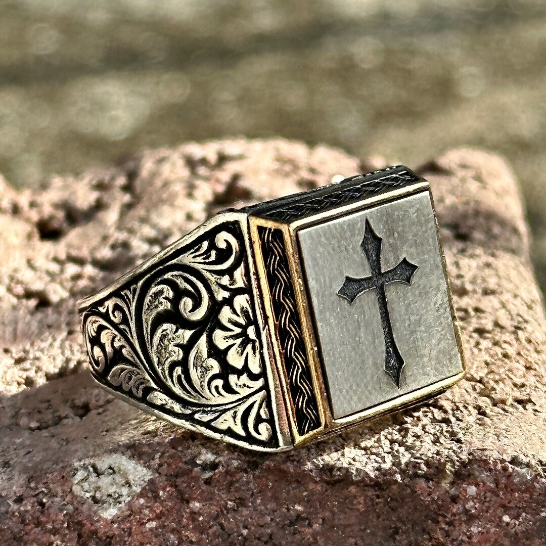 Silver Engraved Cross Medal Ring, Square Cross Ring, Cross Signet Ring, Christian Jewelry Ring, Gift for Dad, Gift for Him, 925k Silver - Etsy Silver Engraved Cross Medal Ring, Square Cross Ring, Cross Signet Ring, Christian Jewelry Ring, Gift for Dad, Gift for Him, 925k Silver - Etsy