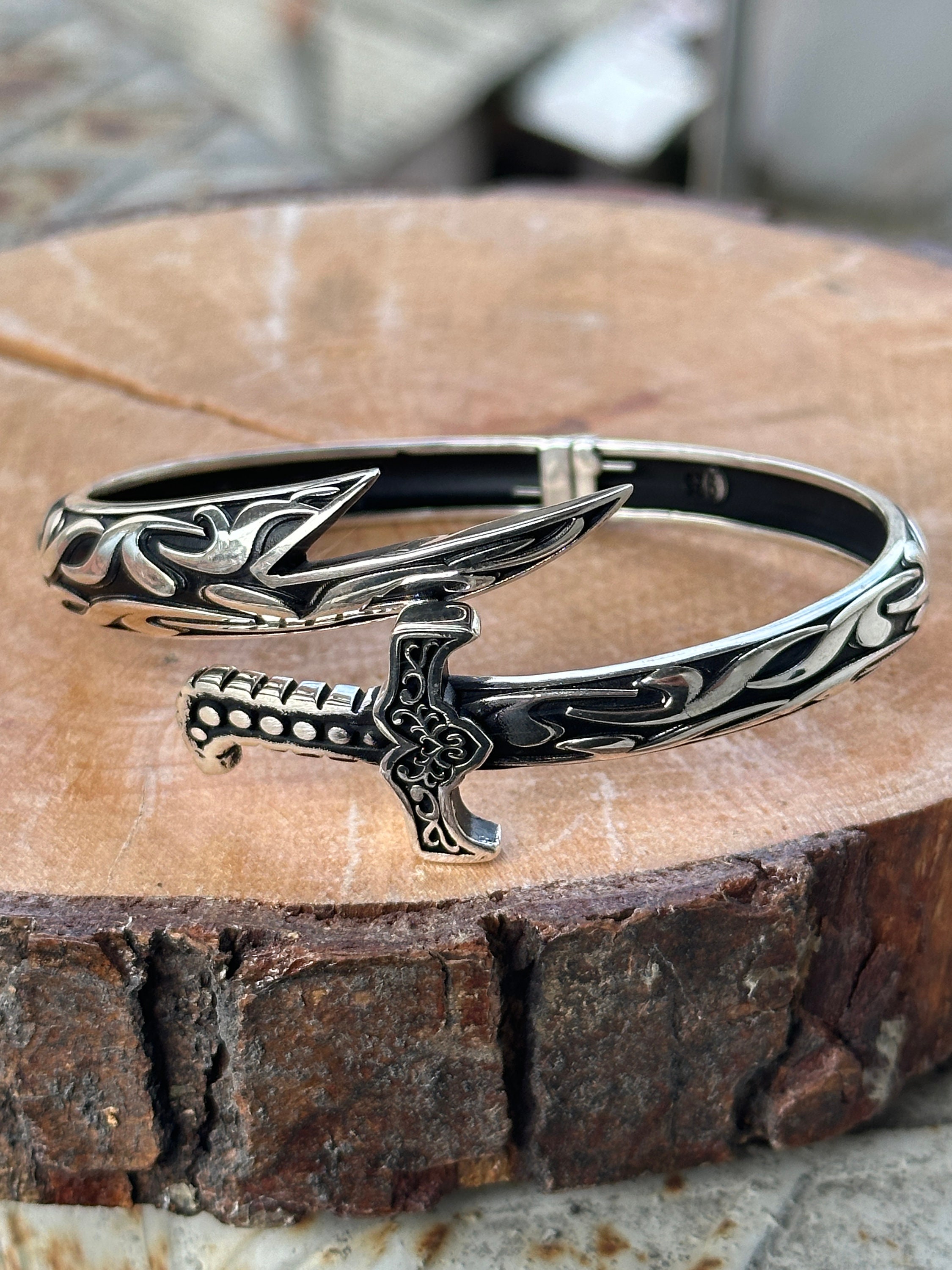 Silver Sword Bracelet , Mens Zulfiqar Bracelet , Adjustable Sword