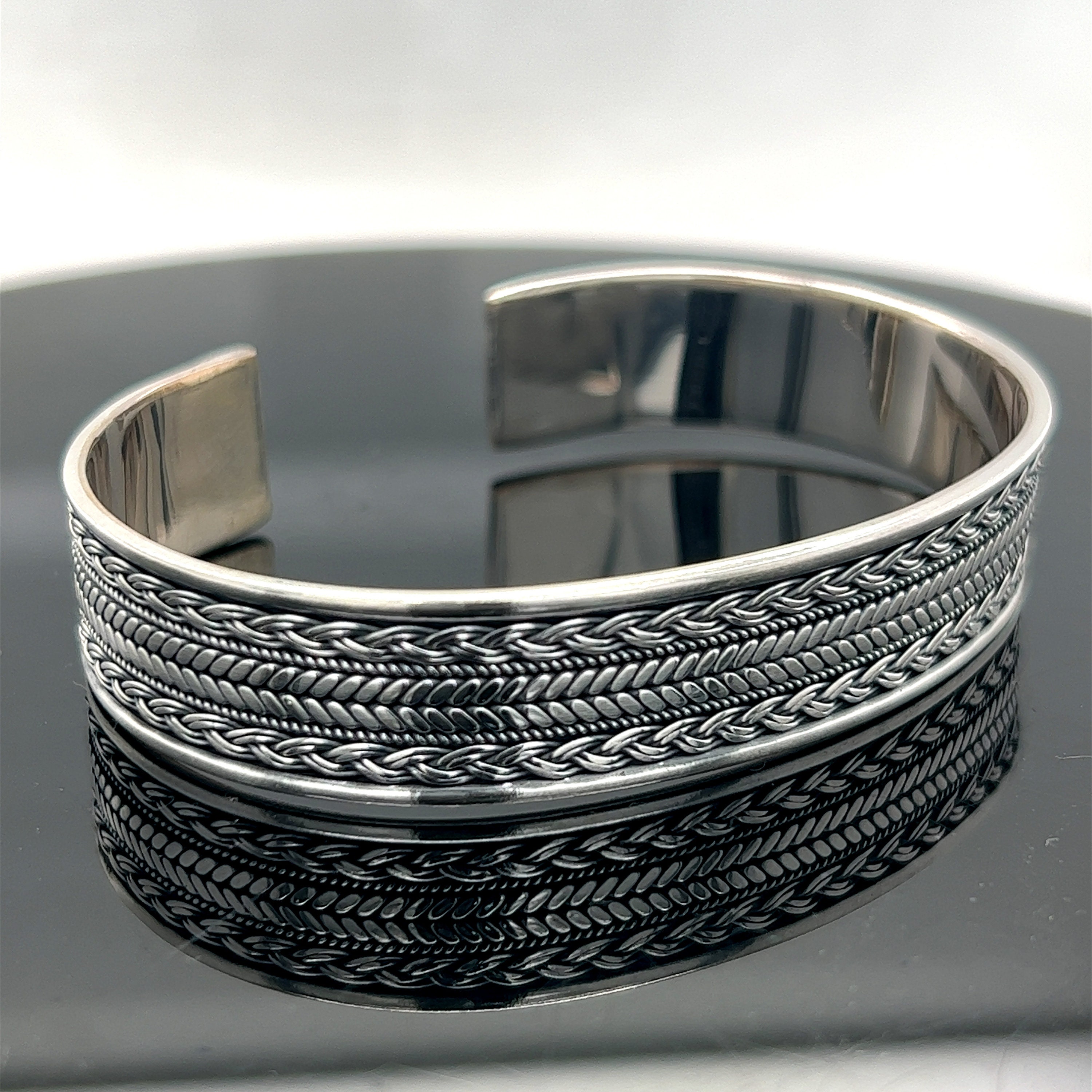ブレスレット BLENDOFF Blade Cuff Bracelet Silver 925 Braided Silver Cuff Bracelet - 925 Sterling Silver