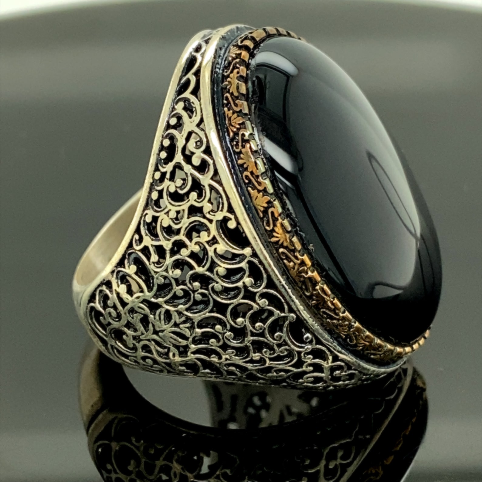 Mens Handmade Ring Large Black Onyx Gemstone Ring Men - Etsy