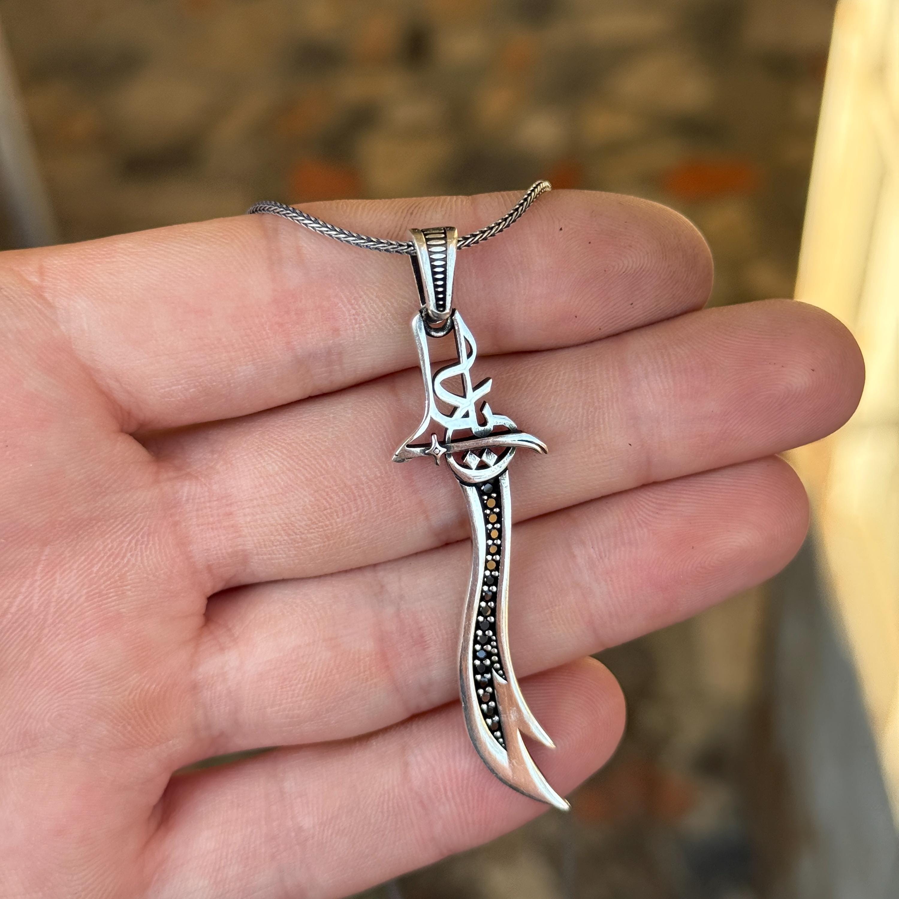 Sword Pendant 925 Pendant Necklace Silver Sword Zulfiqar Necklace