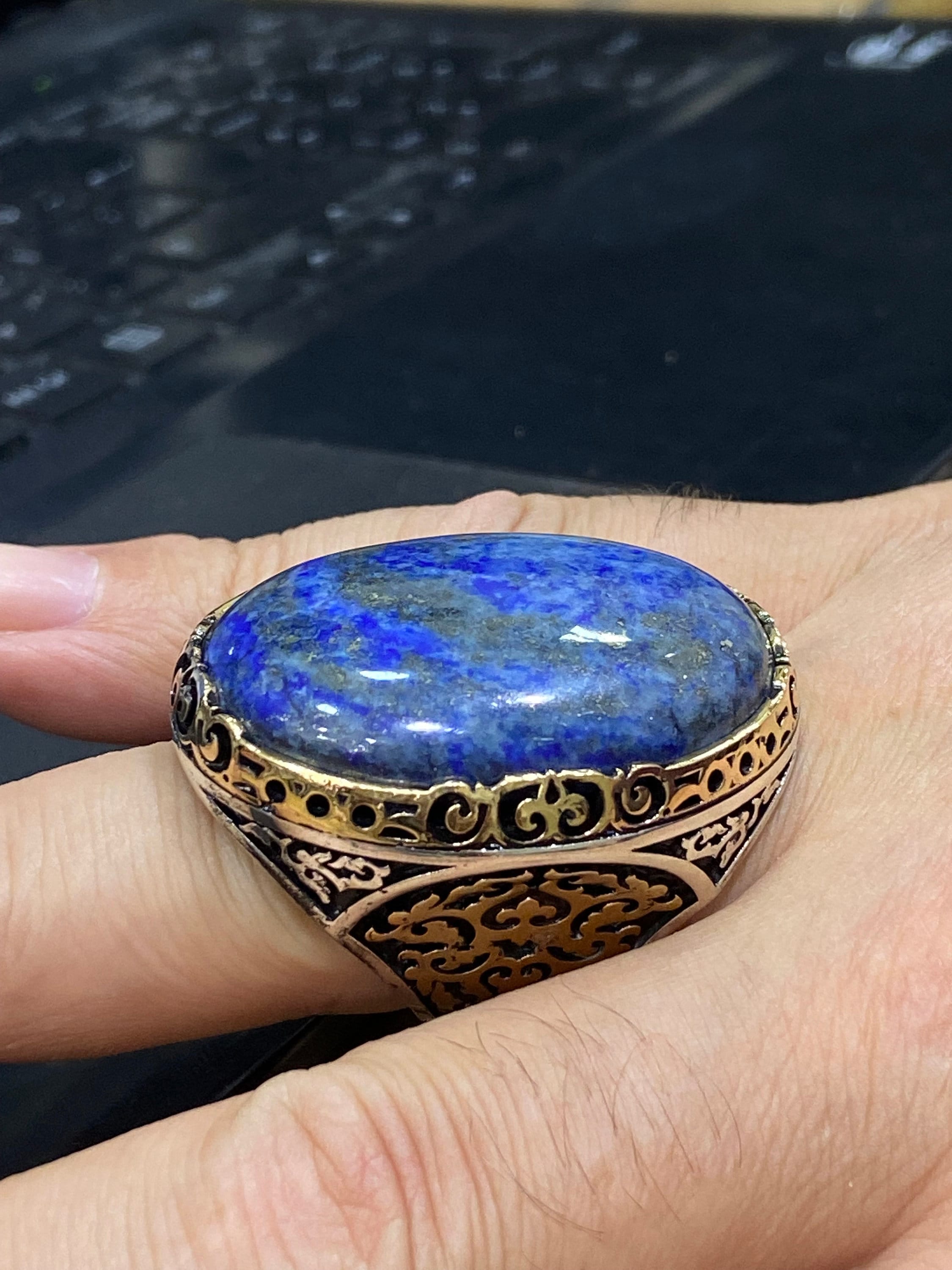 NEW＊トルコ製 ハンドメイド メンズリング シルバー925（ラピスラズリ）