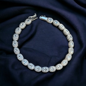 Silber Oval Cz Tennisarmband, Elegantes Tennisarmband, Diamant Modell Frauenarmband, Einzigartiges Tennisarmband, 925k Silber