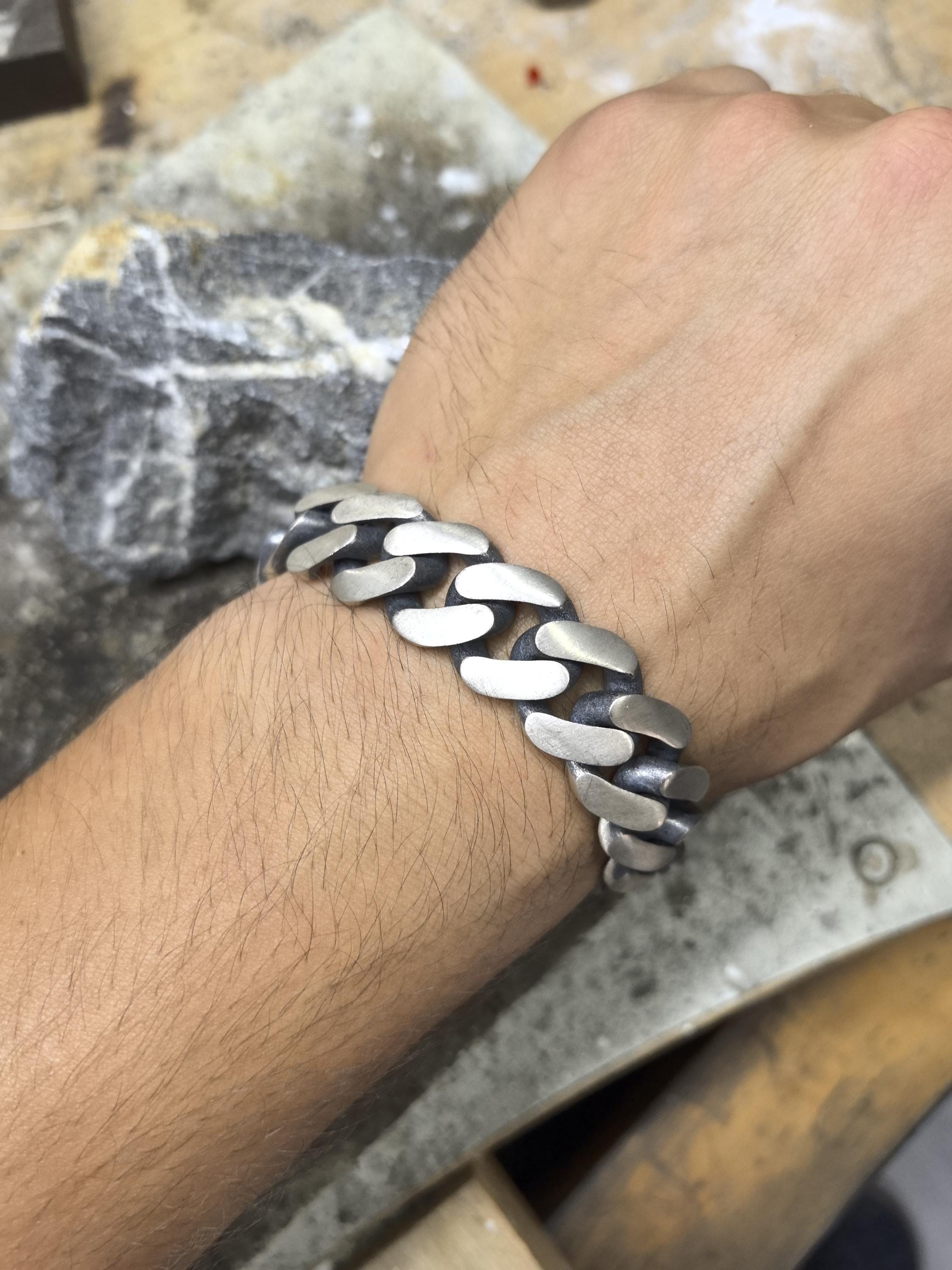 925 Sterling Silver Silver Chain Bracelet, Thick Chain 925 Sterling Silver Silver Chain Bracelet, Thick Chain