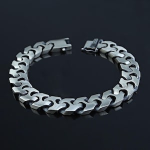 925 Silver 10MM Chain Bracelet, Heavy Biker Chain Bracelet, Curb Link Chain Bracelet, Elegant Men Chain Bracelet, Gourmet Men Chain Bracelet