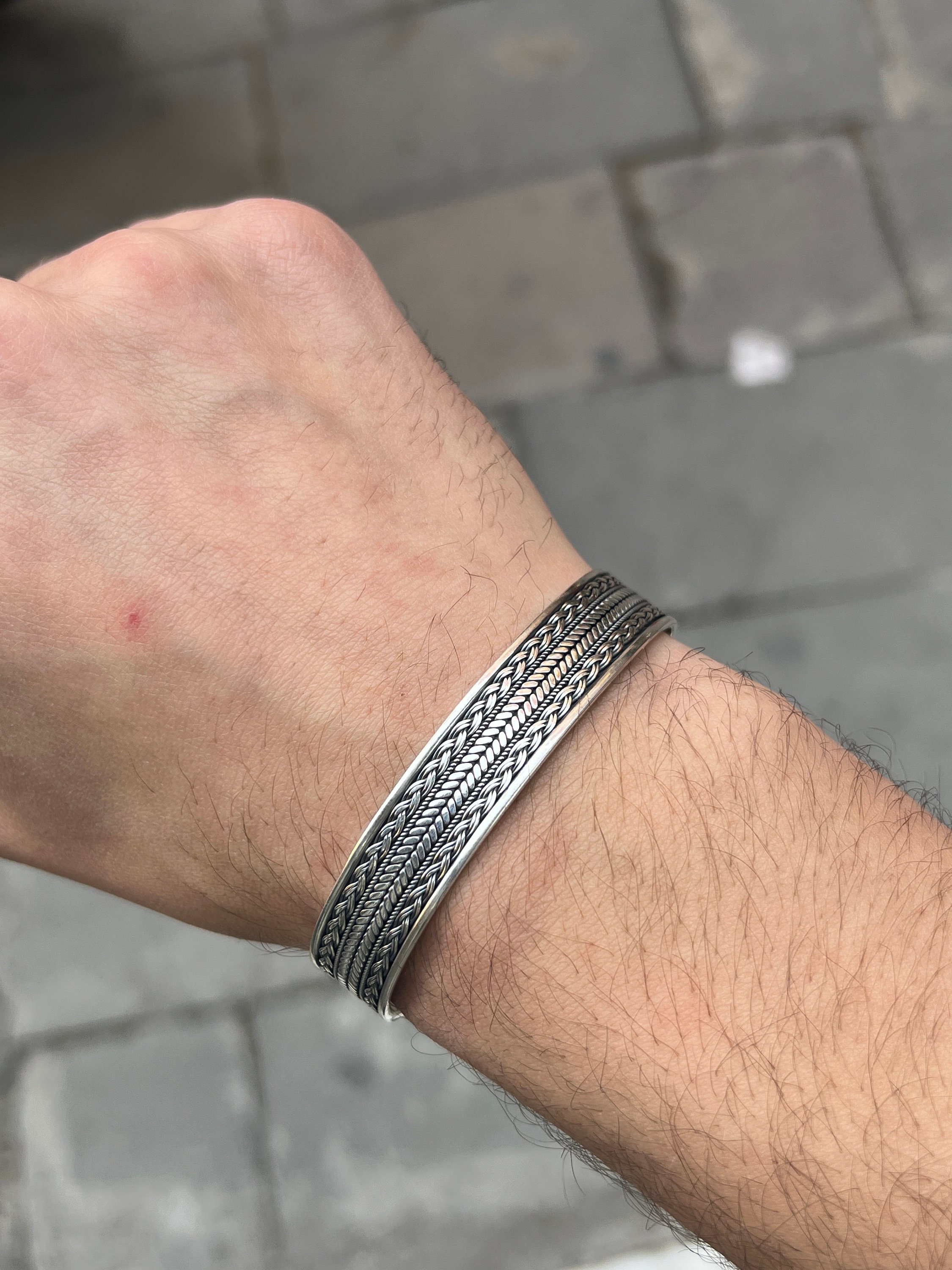 ブレスレット BLENDOFF Blade Cuff Bracelet Silver 925 925 Sterling Silver Cuff Chain Wristband Bracelet Bangle One