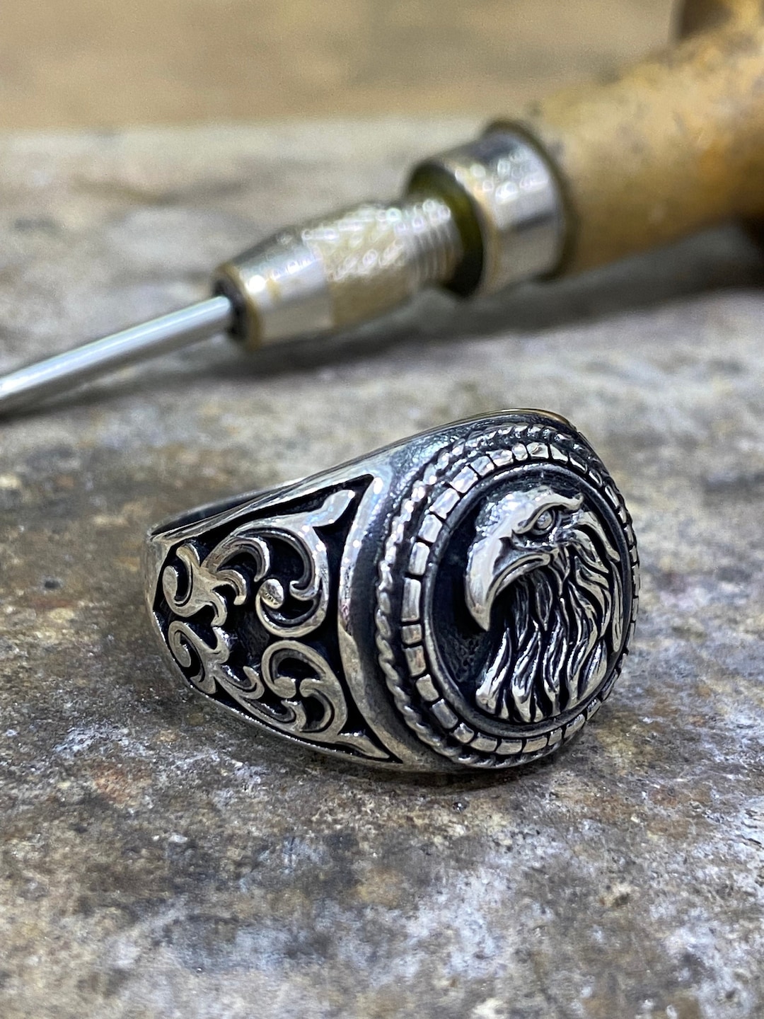 Eagle Handmade Signet Ring,eagle 925 Sterling Silver Handmade