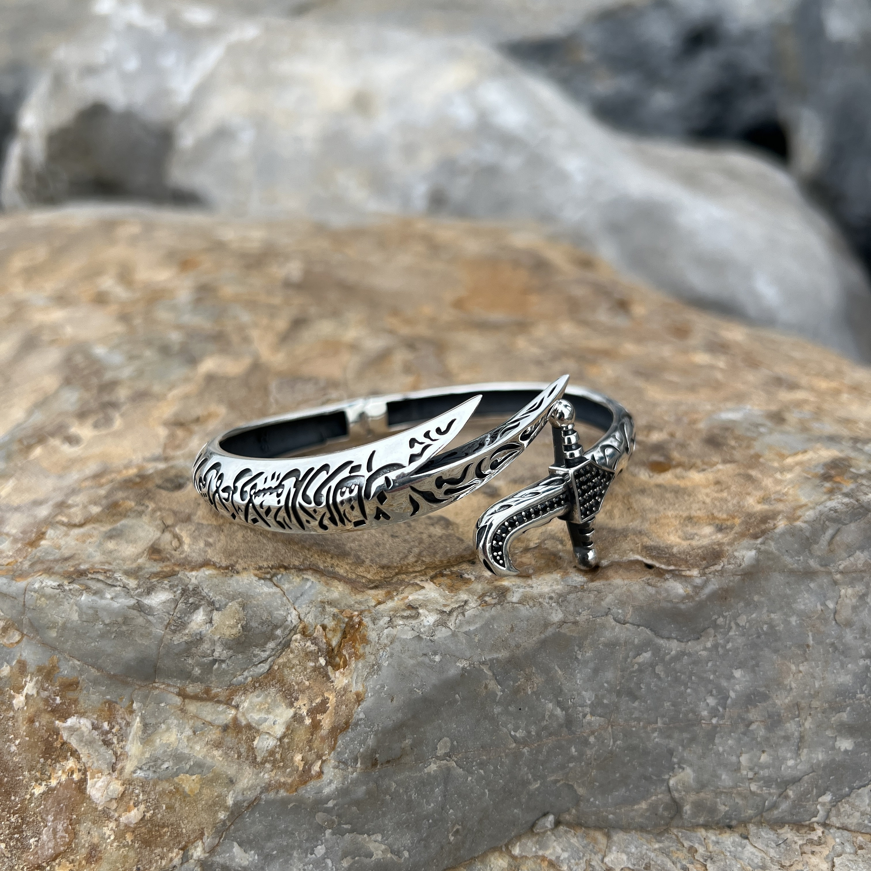 Silver Sword Bracelet , Mens Zulfiqar Bracelet , Silver Cuff