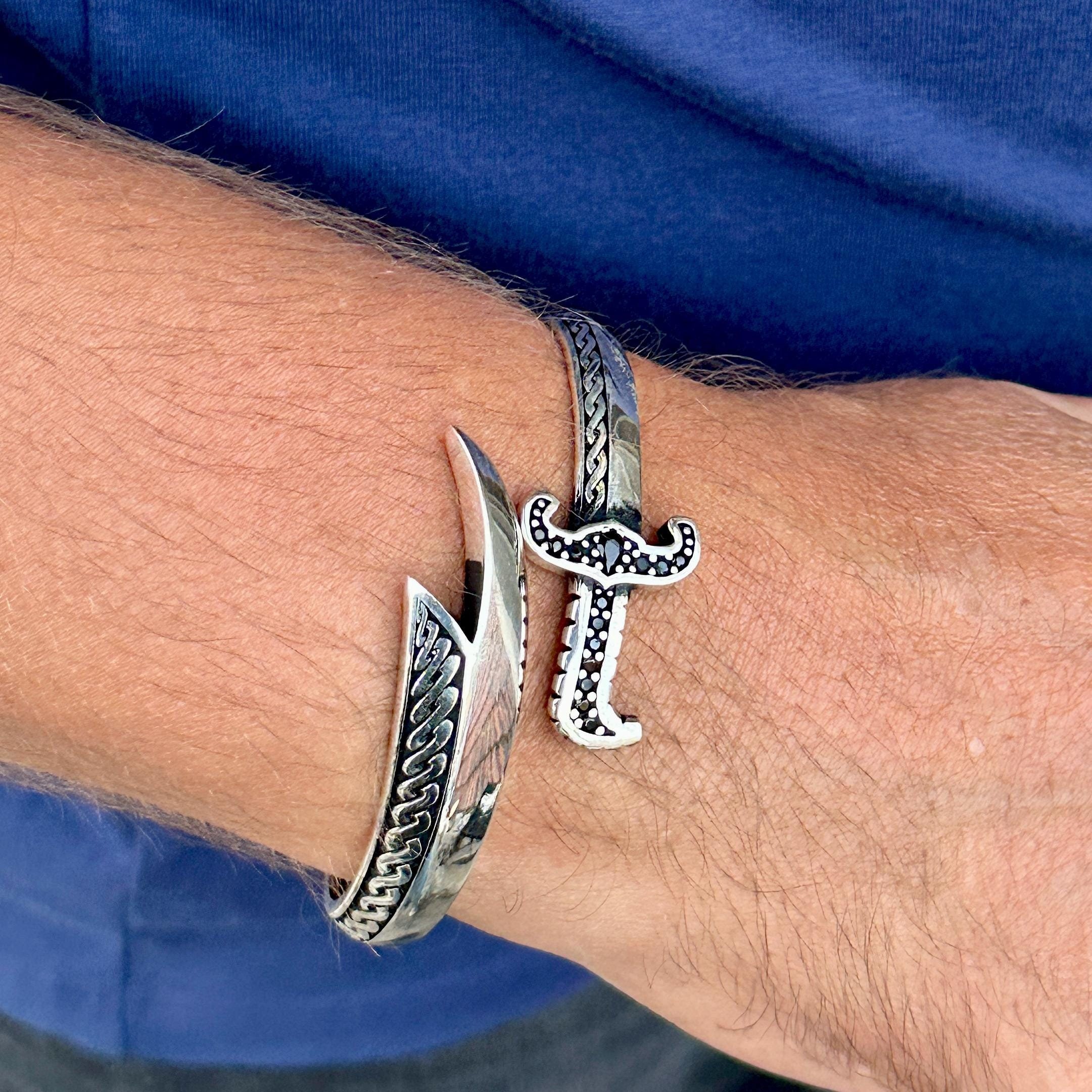 Nullus sword bracelet 925シルバー Silver Adjustable Sword Bracelet, Mens Zulfiqar Bracelet