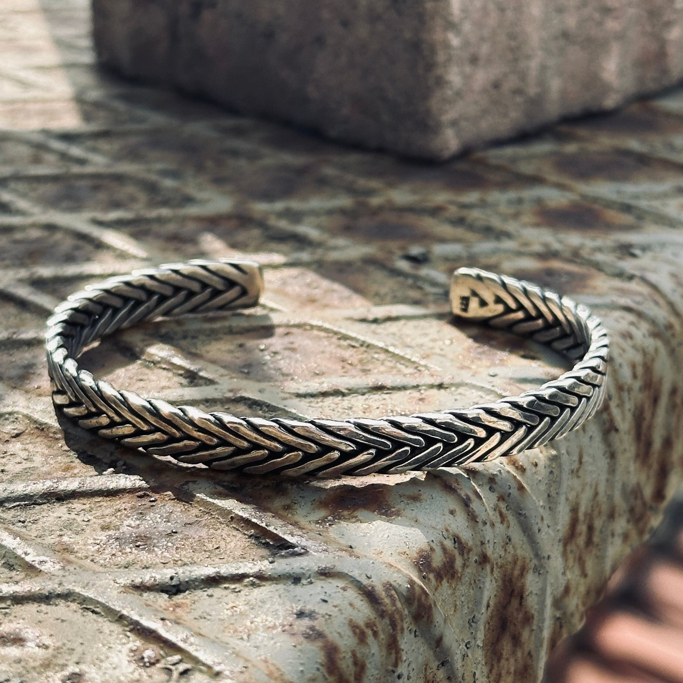 Sterling Silver Twist Chain Cuff Bracelet , Chain Bracelet , Heavy 