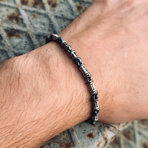 Silver Engraved Chain Bracelet , Viking Engraved Bracelet , Silver Viking Jewelry , 925k Silver Celtic Bracelet , Gift For Him