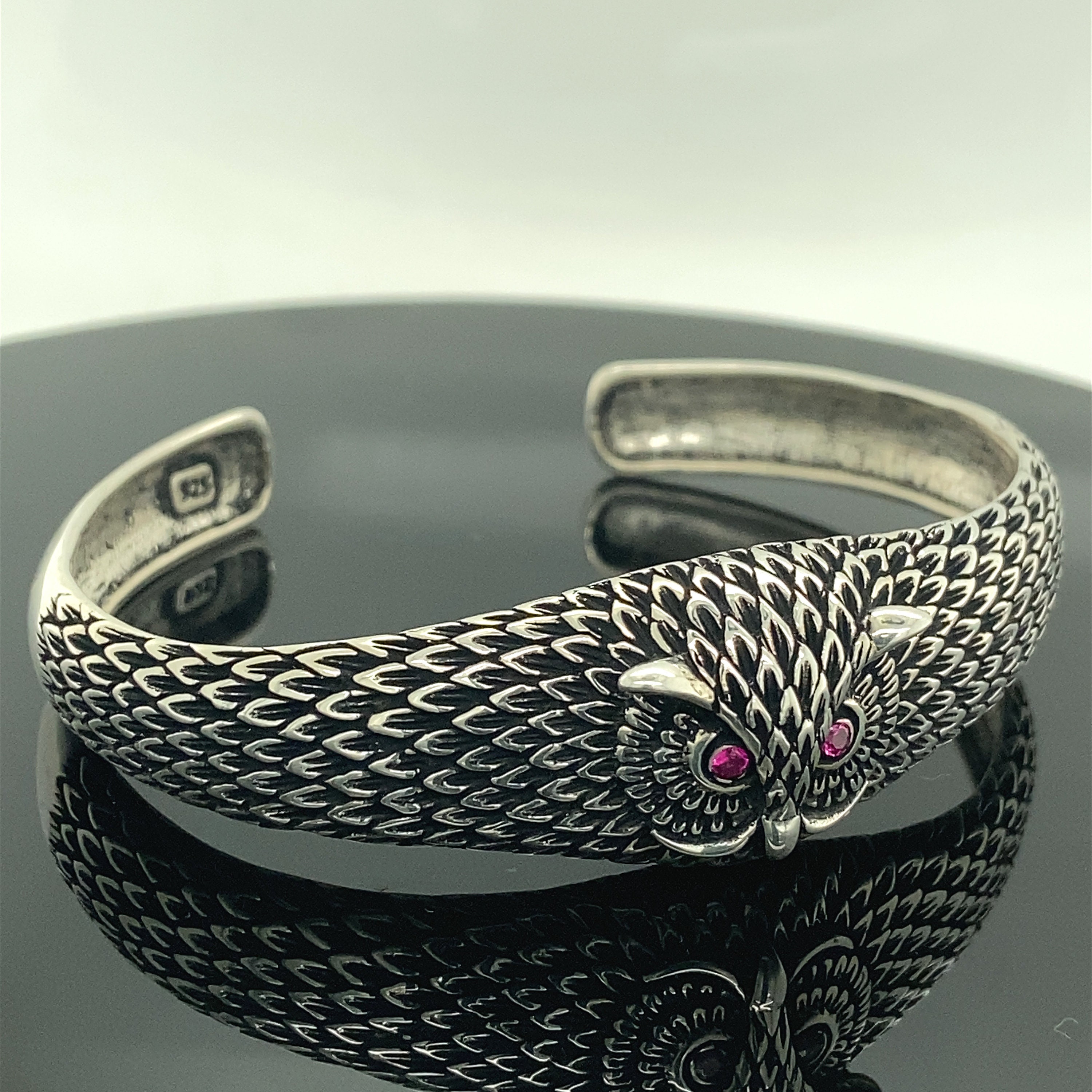 Silver Owl Bracelet , Owl Cuff Bracelet , Adjustable Bracelet , Unisex Eagle Bracelet , 925k Sterlin
