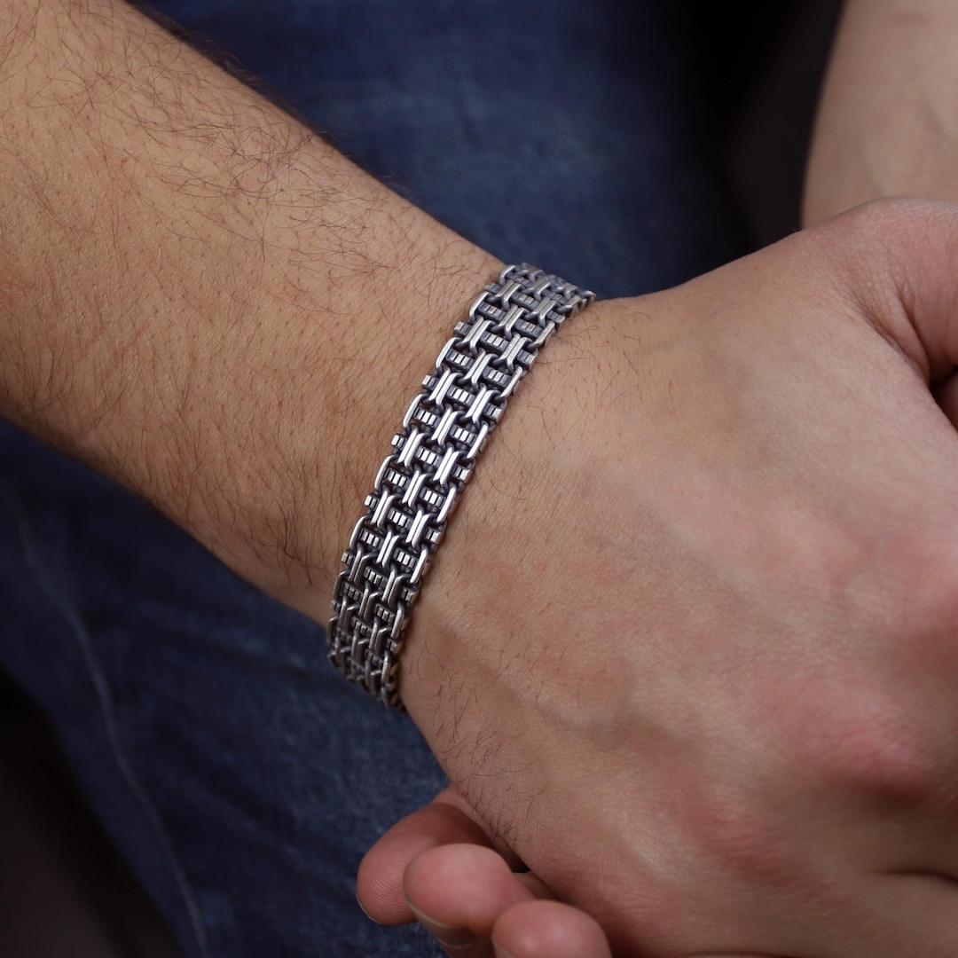 90's〜Vintage chain bracelet 925 全長約20cm Sterling Silver Chain Bracelet, Braided Chain Bracelet, Viking