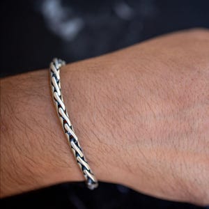 Men Silver Chain Bracelet, Braided Solid Silver Chain, Men Chain Link Bracelet, Bracelets For Men, 925 Silver, Gift For Men, Mens Jewelry