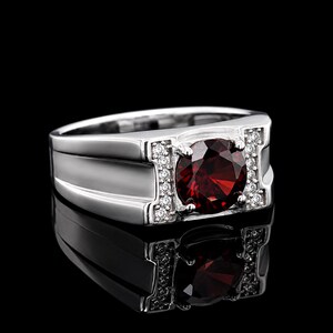 Silver Men Ruby Stone Ring, Solid Red Gemstone Signet Ring, Mens Band Ring, Vintage Mens Ring, Turkish Ring, 925 Sterling Silver