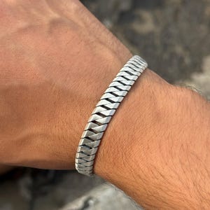 Silver 10MM Curb Chain Bracelet, Gourmet Men Chain Bracelet, Cuban Link Chain Bracelet, Elegant Men&#39;s Bracelet, Gift For Men, 925 Silver