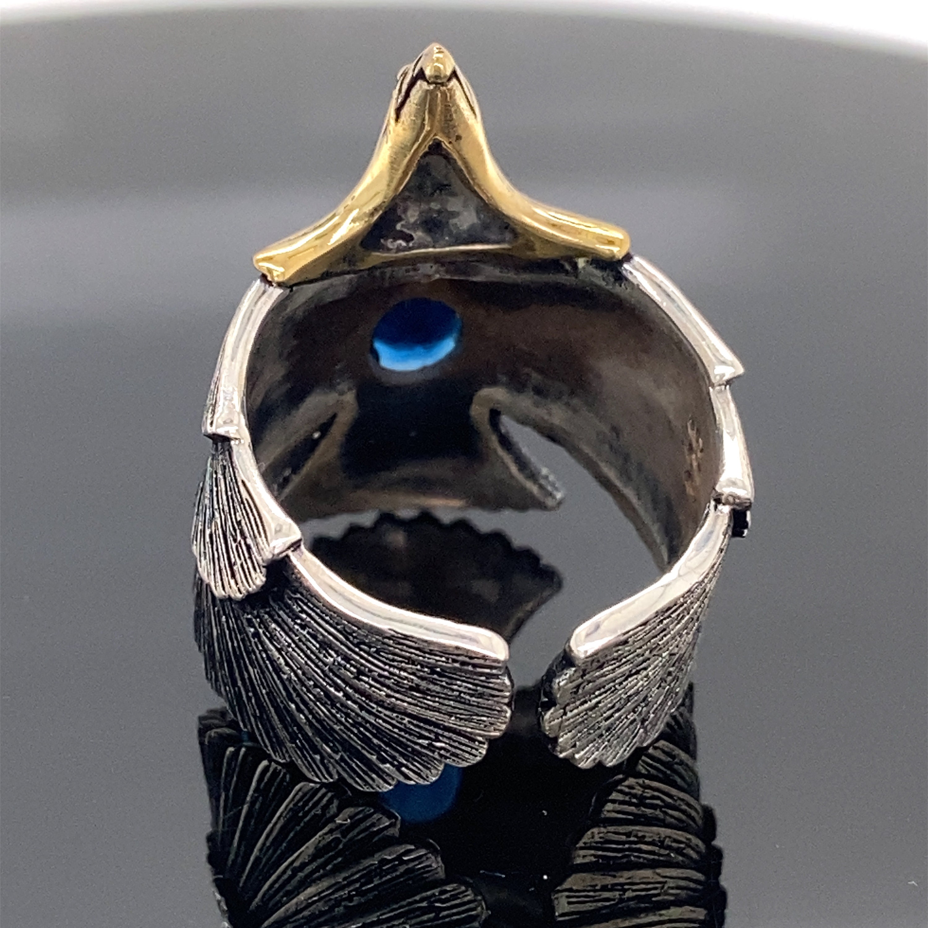 Buy Silver Eagle Ring , Sapphire Stone Eagle Ring , Silver Biker 