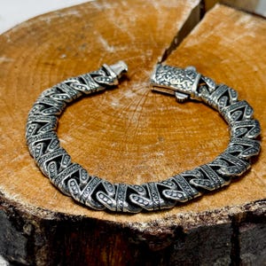 Men Silver Heavy Chain Bracelet, Cuban Curb Chain Bracelet, Engraved Chain Bracelet, Mens Link Bracelet, Perfect Chain Bracelet,Gift For Men