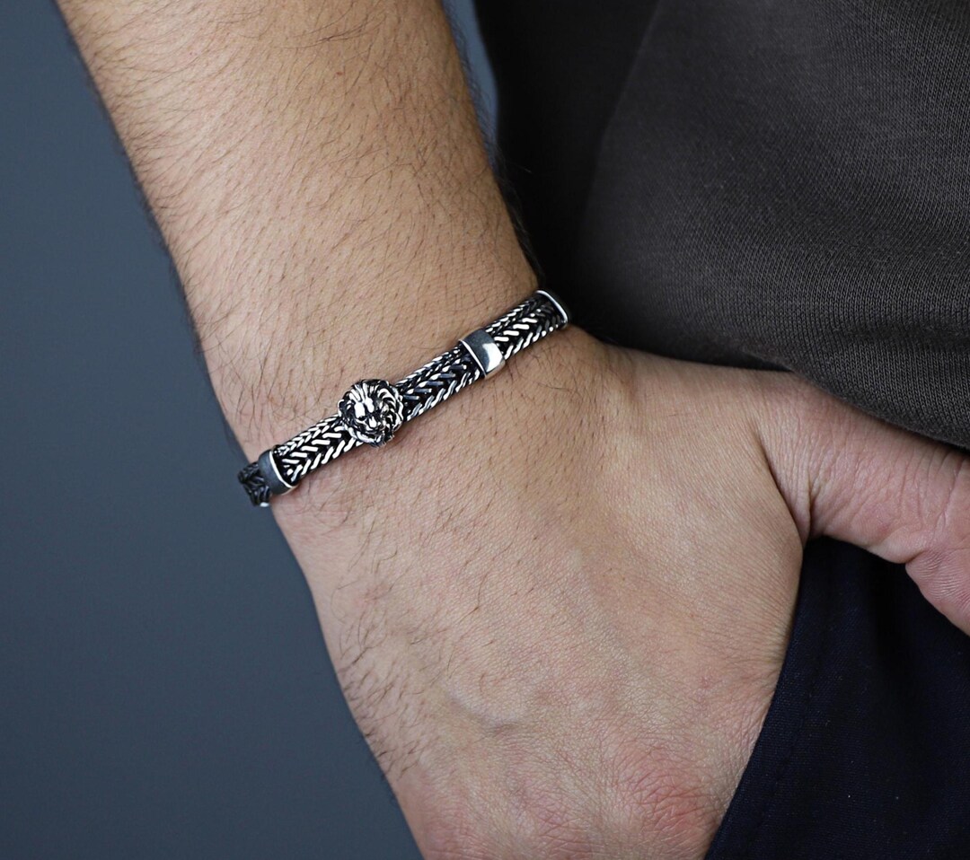 silver925 ブレスレット Leon Silver Leon Zodiac Bracelet, 10mm Foxtail Chain Bracelet, Handmade