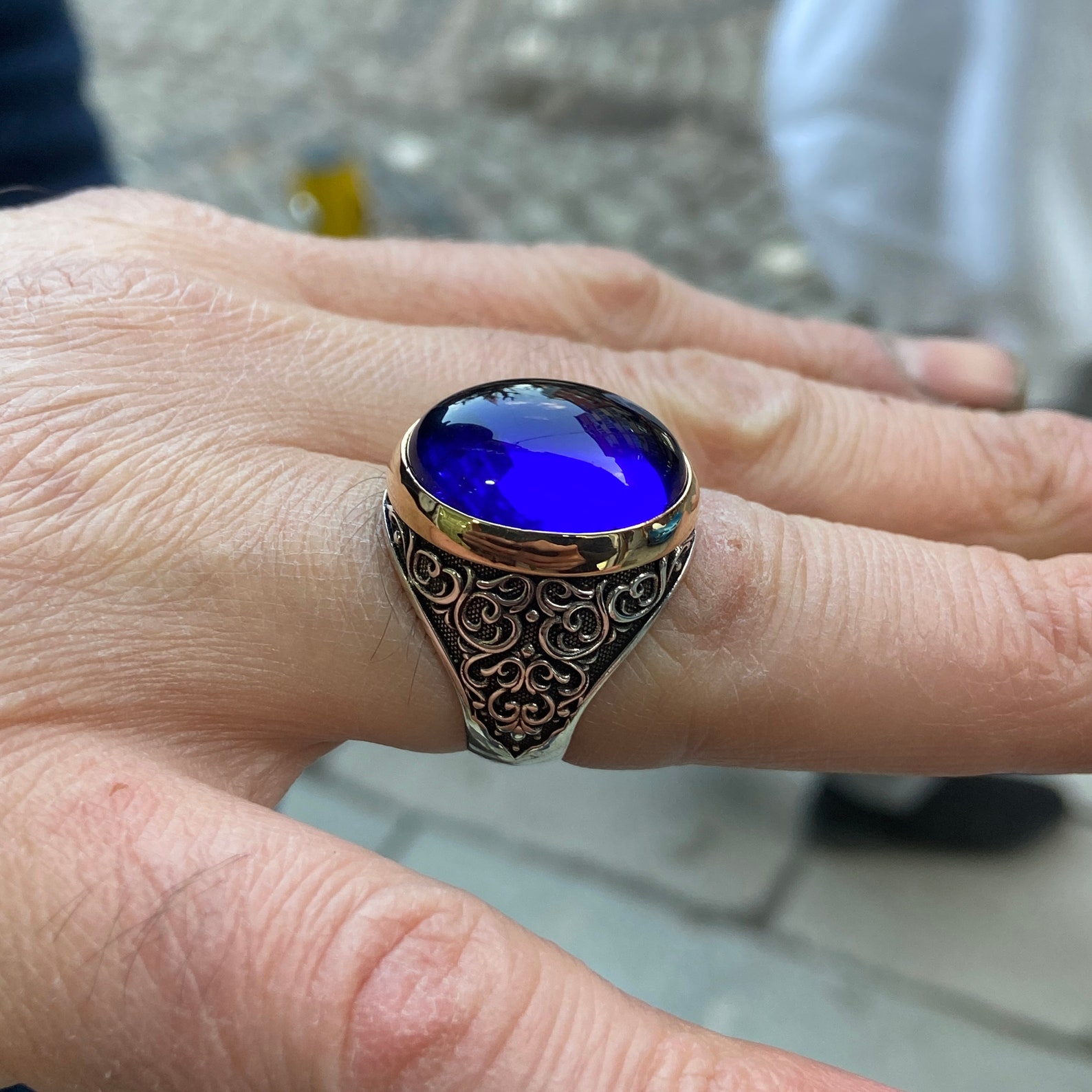 Men Blue Sapphire Stone Ring , Man Sapphire Stone Ring , Turkısh ...