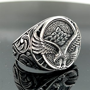 925K Sterling Silver Eagle Handmade Men Ring , American Eagle Silver Ring , American Eagle Silver Animal Ring , 925k Sterling Silver Ring