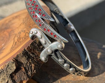 Silver Sword Bracelet , Mens Ruby Stone Zulfiqar Bracelet , Silver