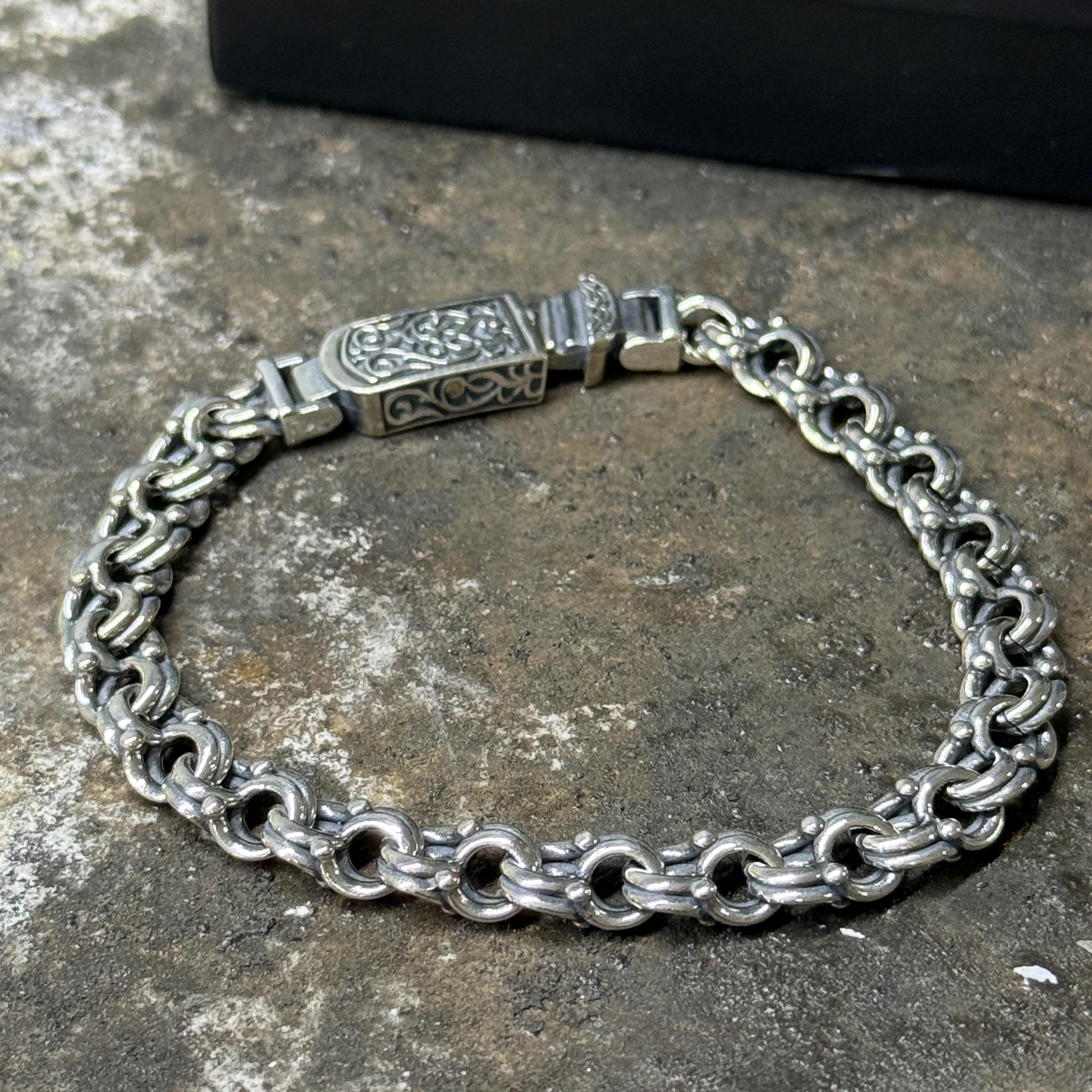 Solid Silver Chain Bracelet, Sailor Chain Bracelet, Link Chain Men