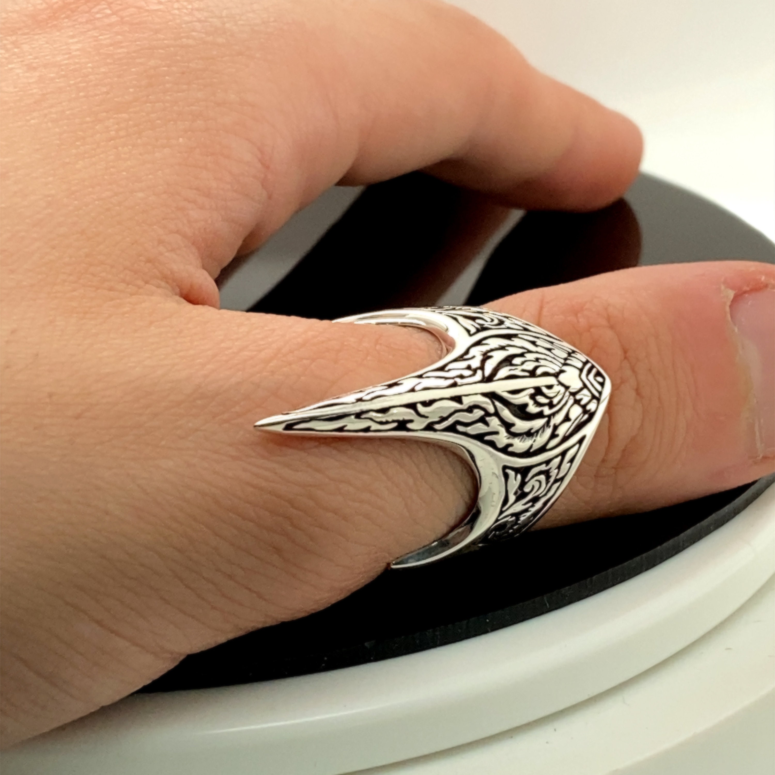 925 Sterling Silver Thumb Ring for Men with Moon and Star Design - Ortak  Silver