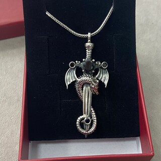 Collana YEESIA Con Ciondolo Drago E Spada In Argento 925, Vintage, Regolabile 20+2 Pollici, Regalo Donna E Uomo